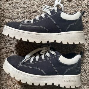 Skechers Black and White Canvas Sneakers